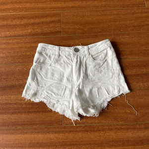 white denim shorts